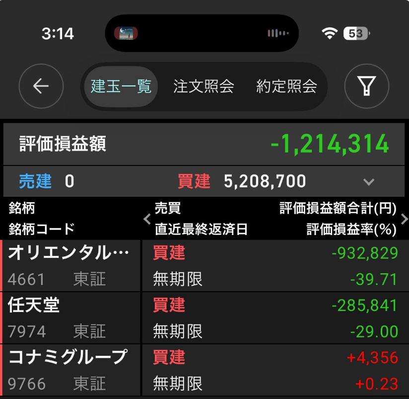 日本株含み損